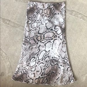 Snakeskin print satin skirt